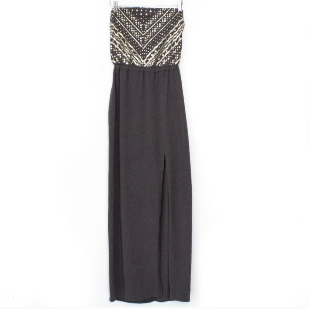 Strapless Sequin Grey High Slit Maxi by Express